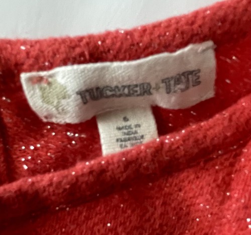 Tucker+Tate Tunic Top Girls 6 Orange Glitter Long Sleeve Ruffle Hem Shirt - Picture 2 of 4