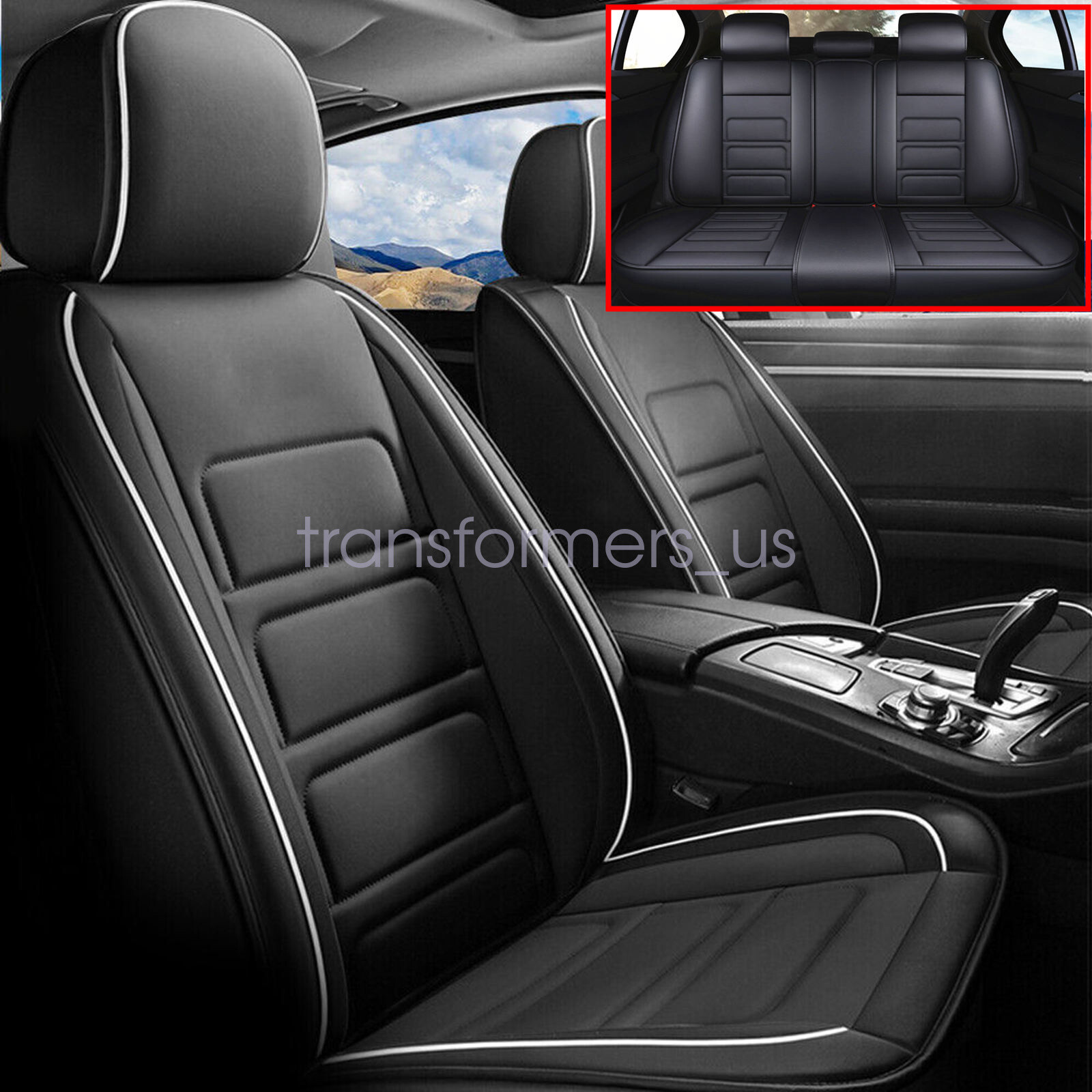 Full Set For Volkswagen 5-Seat Covers Premium PU Leather Seat Cover Cushion