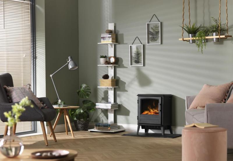 Dimplex Bari Black Optiflame Electric Stove Fire Log Effect 2kW Fan