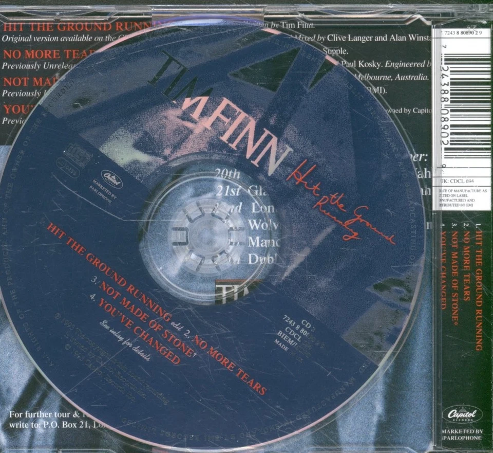 Tim Finn Hit the Ground Running CD UK Capitol 1993 CDCL694 - Image 2 of 2