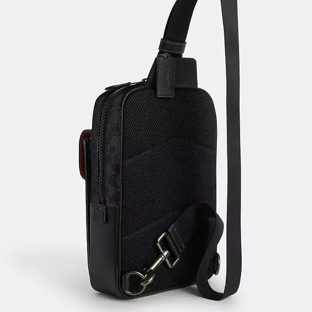 NWT Coach Track Pack In Signature Canvas CX880 Gunmetal/Charcoal