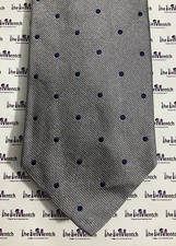 Rare BROOKS BROTHER Silk Gray With Navy Polka Dots Design Tie BRAND NEW