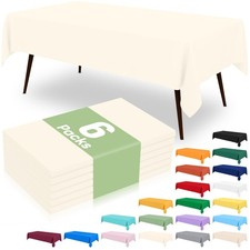 6 Packs Disposable Plastic Table Cloth, 54 x 108 Inch Waterproof Rectangle Ta...