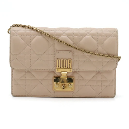 Christian Dior Addict Cannage Chaîne Portefeuille Pochette Sac Cuir Bébé Rose GZl141z4