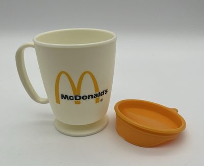 Vtg 1983 McDonalds Free Coffee Promo Mug w/ Lid Cup Plastic