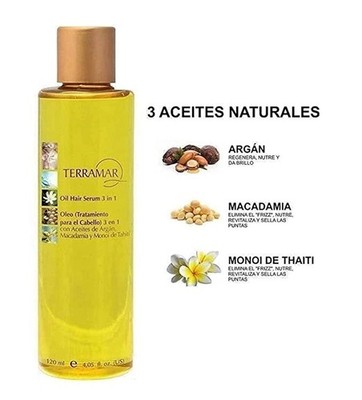 Terramar 3-in-1 Hair Oil 120ml  (4.06oz) Argan & Monoi Anti-Frizz Shine Repair