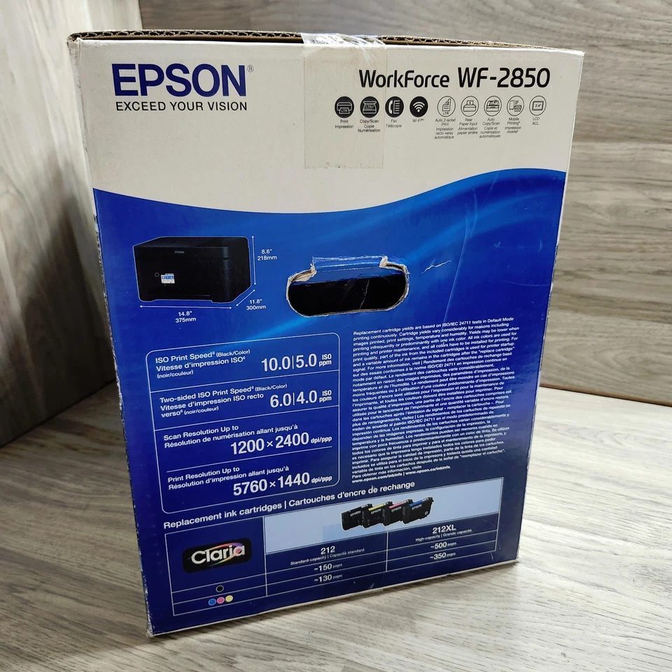 Epson WorkForce WF-2850 Wireless All-In-One Inkjet Printer Black 2850 NEW - Image 2 of 4