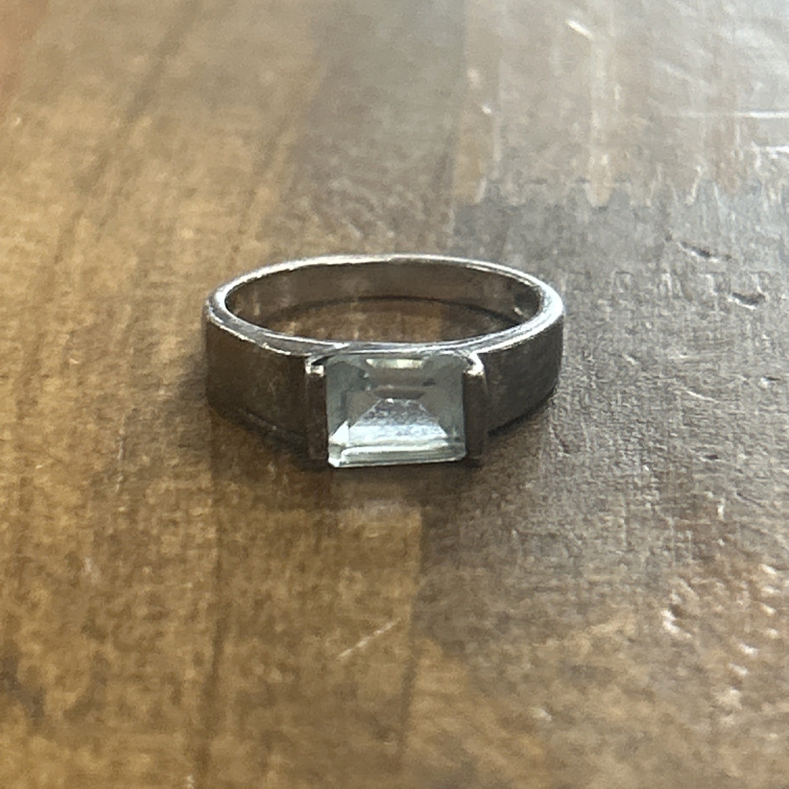 Sterling Silver Rectangle Blue Stone Ring Size 6 … - image 4