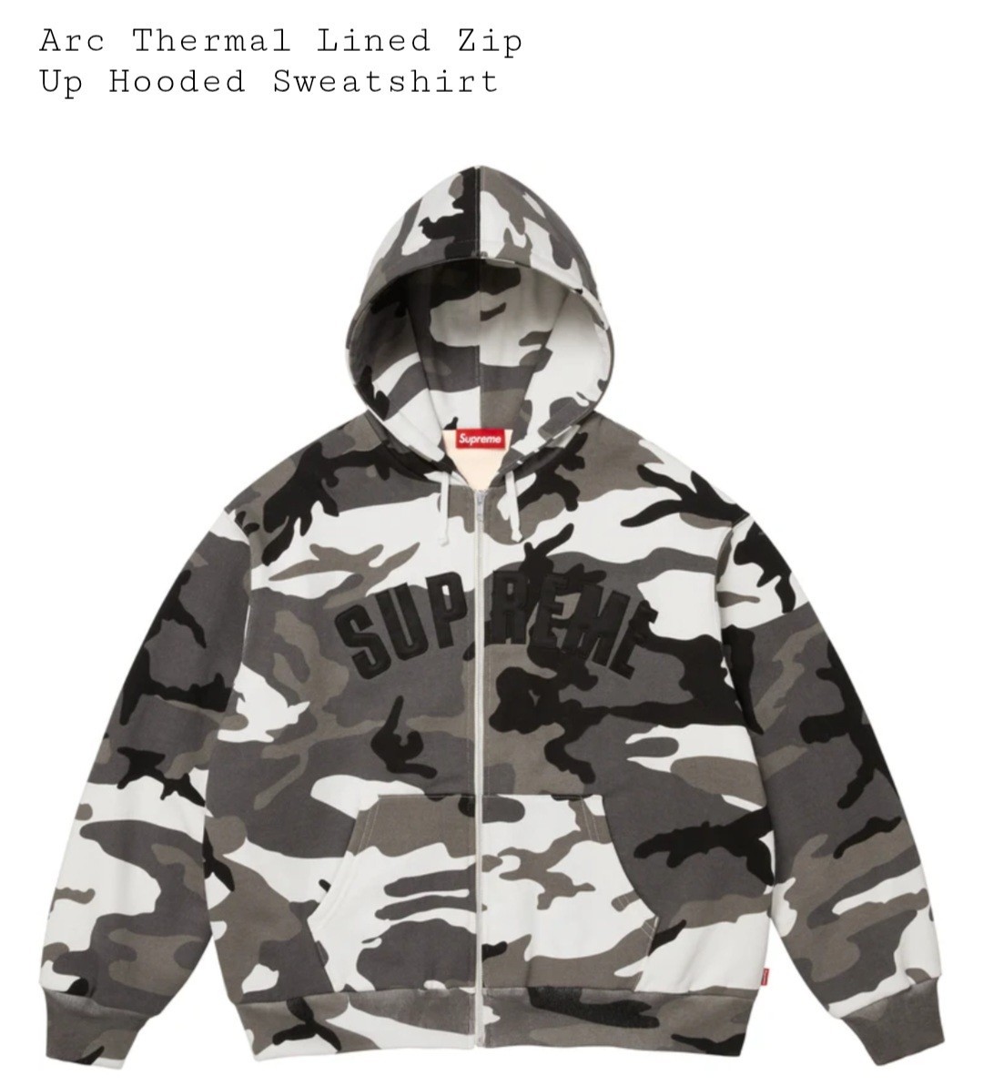 Size (Large) Arc Thermal Lined Zip-Up Hooded Sweatshirt (Snow Camo