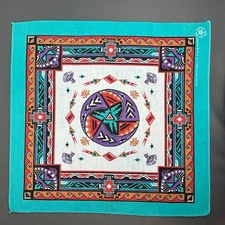 Vintage Made In USA Wamcraft Western Bandanas Bright Tribal Aztec 21" X 22"