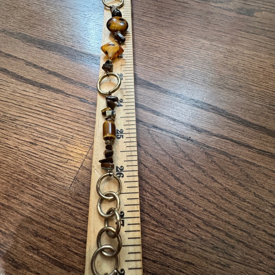 Collar de cristal de Murano tonos ámbar artesanal arte veneciano cuentas doradas Foto 4 de 4