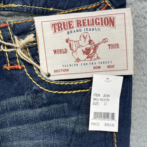VTG True Religion Jeans Mens 32 Johnny Super T Flared Dark Faded Whiskered USA - Picture 16 of 20