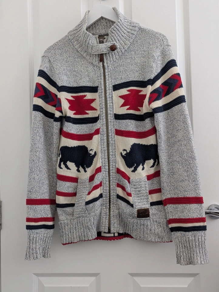Superdry Chunky Knit Cardigan Aztec Nordic Size Medium  - Image 2 of 4