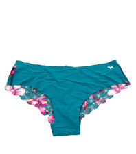 Victoria's Secret PINK No-Show Lace Trim Cheekster Panty Teal Floral