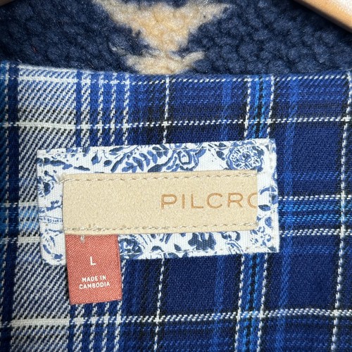 ANTHROPOLOGIE x PILCRO Sherpa Duster Jacket Red Blue Aztec Blanket Coat Sz L - Picture 4 of 5