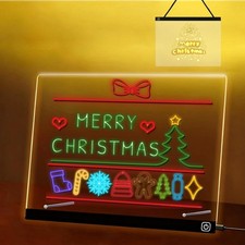 16" LED Note Board with Light, Acrylic Dry Erase Boards with Stand Hanging ...