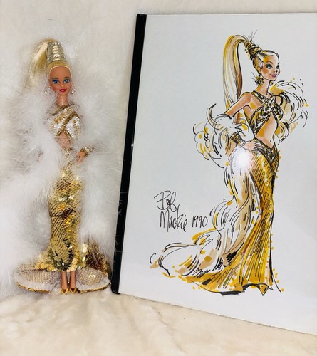 Barbie Mattel Designer: Bob Mackie Porcelain Barbie Gold Dress #5405 - Picture 3 of 7