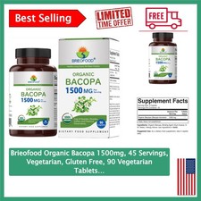 Organic Bacopa 1500mg - 90 Vegetarian Tablets for Enhanced Cognitive Support