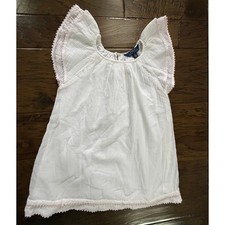 NWOT Polo Ralph Lauren Girls' White Flutter Sleeve Dress Size 5 100 Cotton
