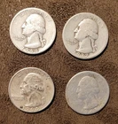 Washington Silver Quarters Lot 1937 1944 1945 1964 25C Set of 4 Coins