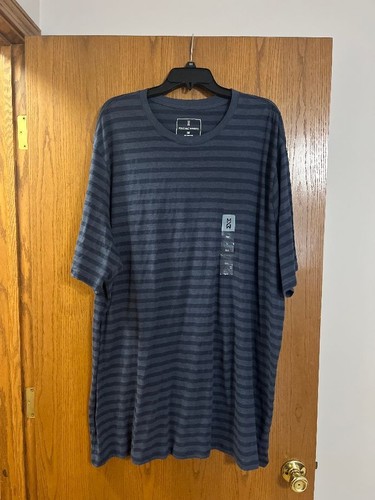 Mutual Weave Navy Striped Short Sleeve Knitted Shirt Men's Size XXL NWT - Picture 2 of 7