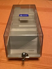 PC Accessories 5 1/4” Floppy Disk Storage Case Locking Lid Dividers W/ Keys!