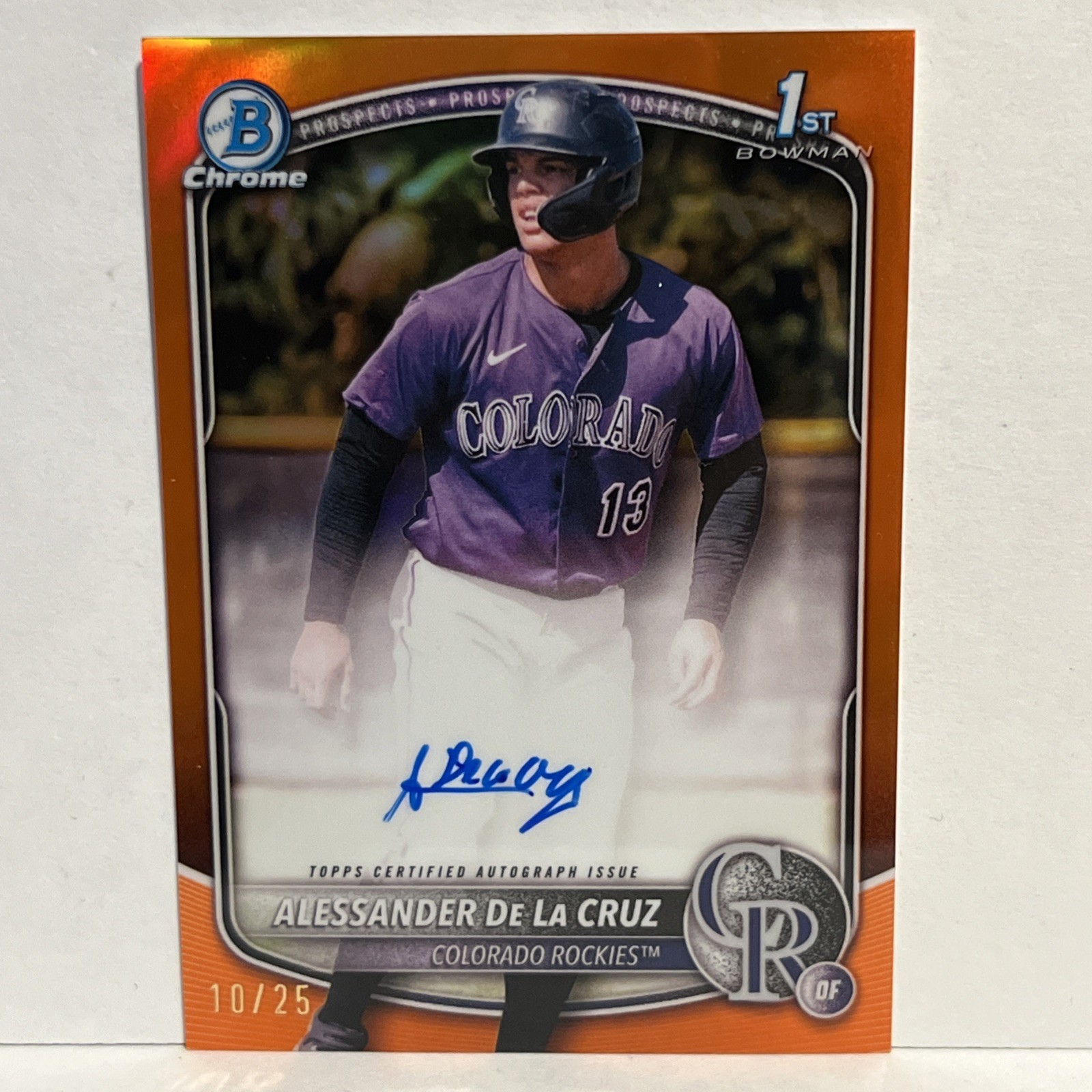 2025 Bowman Chrome Alessander De La Cruz 1st Bowman Auto /25 Orange Ref #CPA-AD