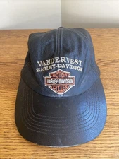 Vintage HARLEY DAVIDSON Leather Baseball Cap; Vandervest Peshtigo, WI Adjustable
