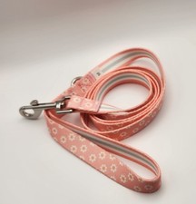 dog leash 5ft New pink w/flower medium