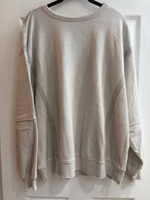 New Easel Mineral Washed Gray Lace Trim Pullover Top Sweatshirt Small