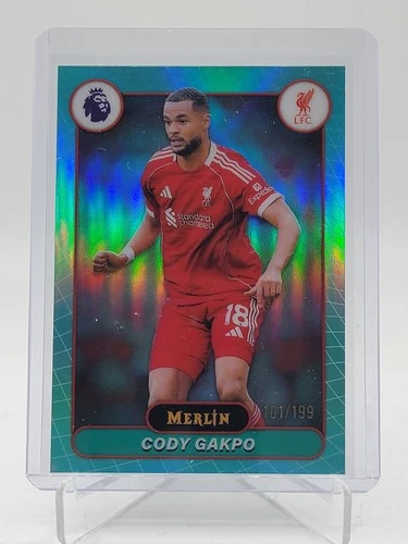 CODY GAKPO 2025-26 TOPPS MERLIN CHROME PREMIER LEAGUE AQUA REFRACTOR /199 Q7455