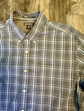 Eddie Bauer Gray Plaid Wrinkle Free Classic Fit Button Down Men s Shirt Size TL