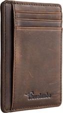 Travelambo Slim Wallet Front Pocket Minimalist Leather RFID Blocking Medium Size
