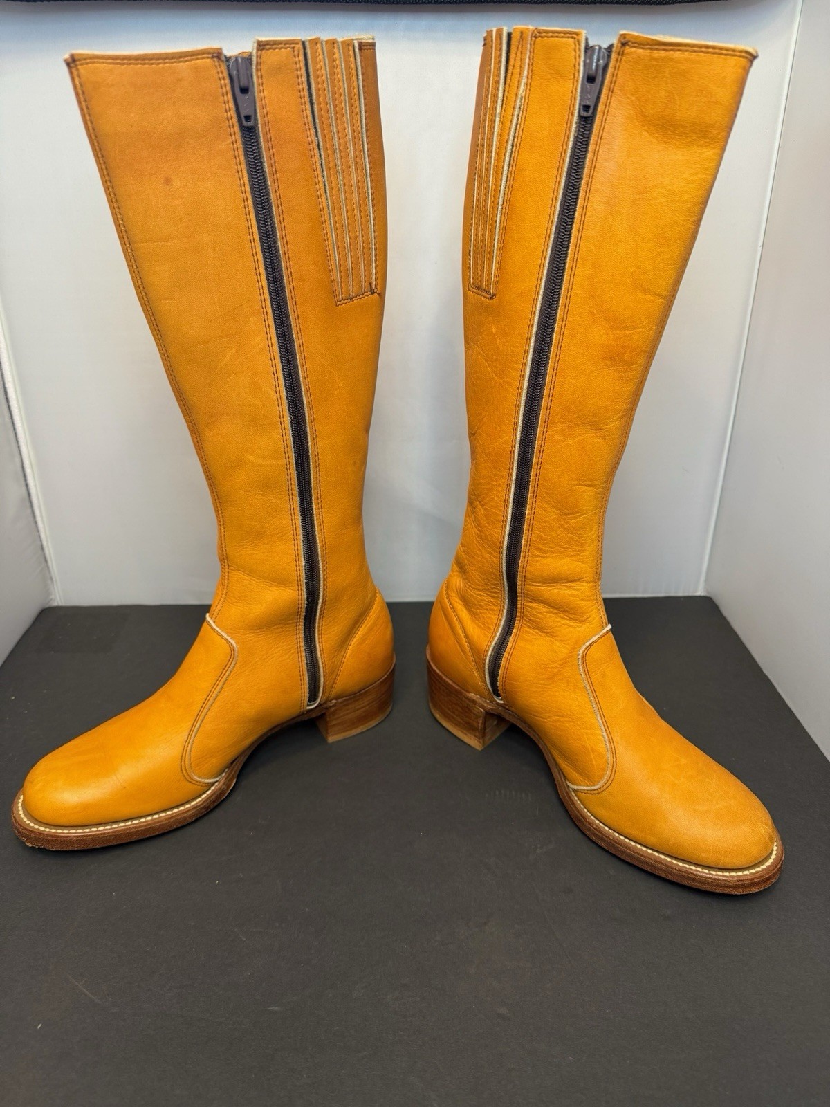 Vintage Frye Campus Boots 1970s Light Tan Size 7B Never Treated Excellent Cond. image 2