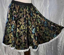 SQUARE DANCE SKIRT  VEST Full Circle SHINY METALLIC BUTTERFLIES Black Satin LRG