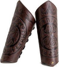 Leather Bracers for Men - Viking Embossed Medieval Arm Archery Guard Gauntlet Co
