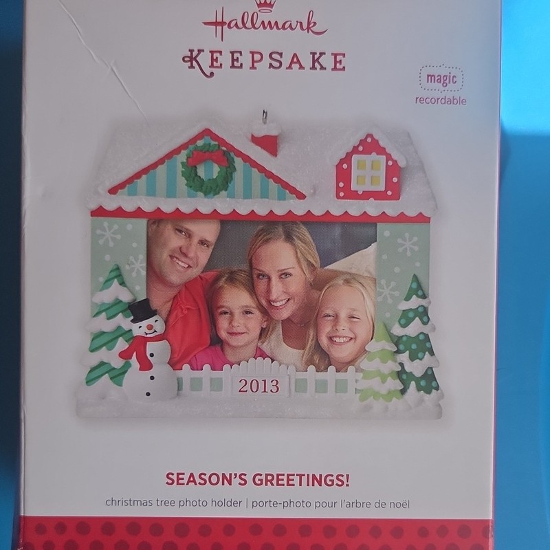 Hallmark Keepsake 2013 Season's Greetings Christmas Photo Holder Ornament House