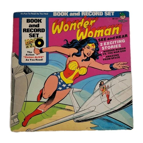 Wonder Woman 1977 Book and Record Set BR-517 Peter Pan DC Comics Vintage LP