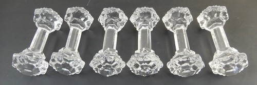 Set of Six 4" Golden Crown Full Lead Crystal Knife Rest Made in West Germany - Picture 3 of 4