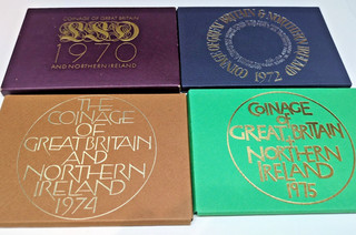 4X COINAGE OF GREAT BRITAIN AND NORTHERN IRELAND 1970 1972 1974 1975 PROOF SET