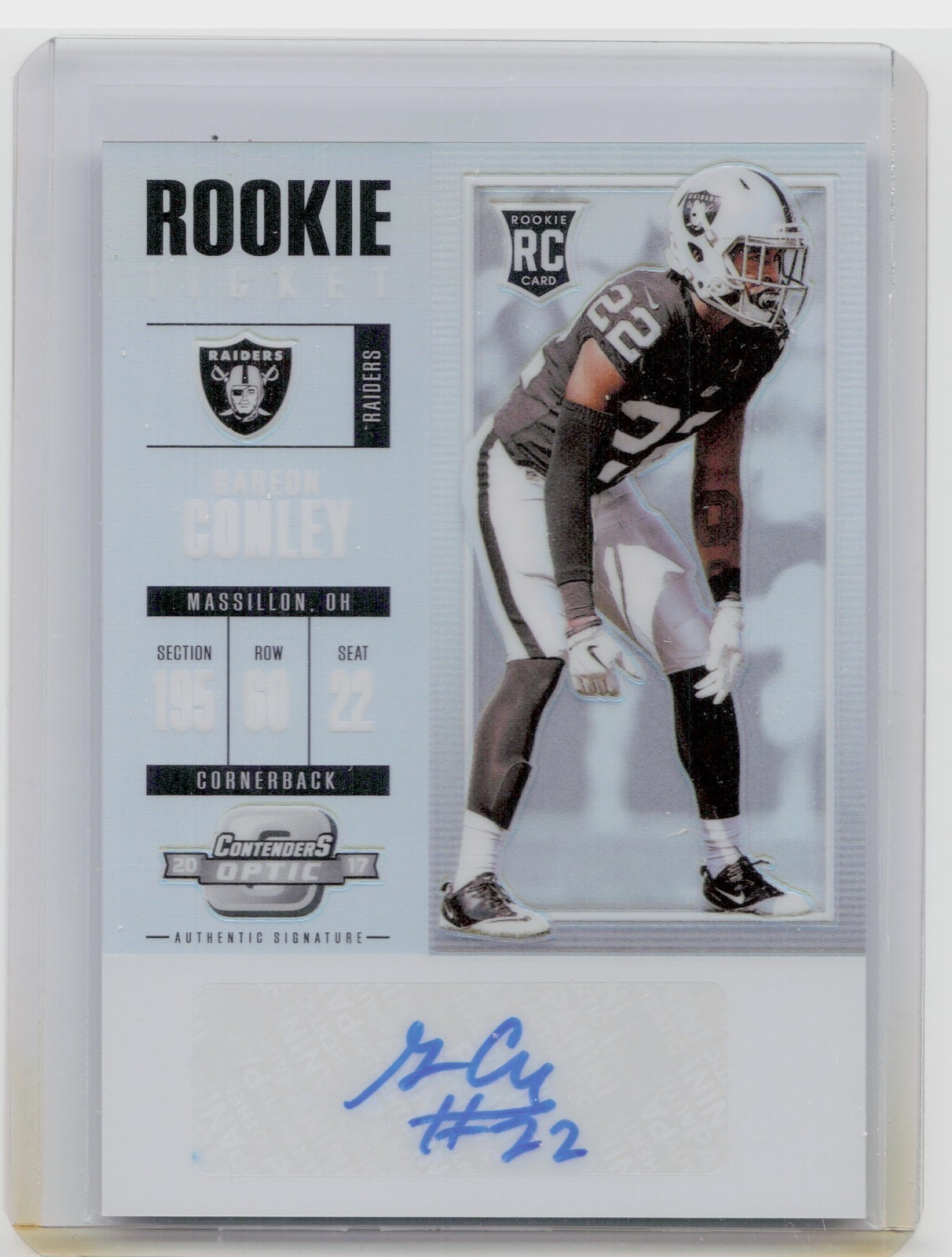 Gareon Conley Panini Contenders Optic #156 Autograph