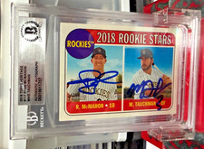 2018 Topps Heritage #117 Rockies 2018 Rookie (McMahon / Mike Tauchman) BAS Auto