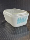 Vnt Pyrex Amish Butterprint Turquoise #502 Refrigerator Dish 1.5 PT & Ribbed Lid