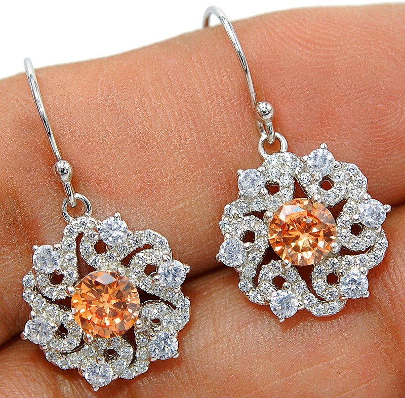 4CT Heat Treated Padparadscha 925 Solid Sterling Silver Earrings