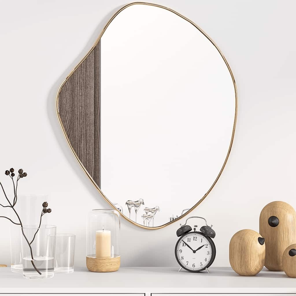 Specchio Parete 60x50 Oro | Specchiera da Bagno e Camera Anti-Umidità