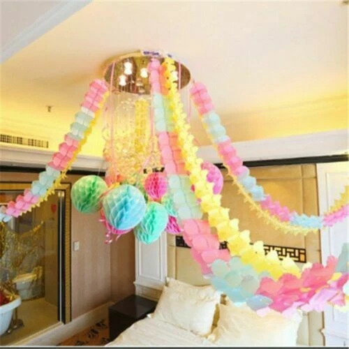 Guirnalda de Papel Boda Borlas Fiesta Decoración Buntings Banner Colgante Cuatro Hojas Foto 2 de 4