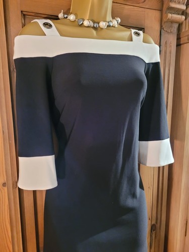 Beautiful Joseph Ribkoff Jackie Kennedy Style Monochrome Dress Size 6 To 10 - Picture 6 of 8