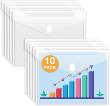10 Pack Plastic Envelopes File Folders, Rainforced Clear Folder Important Doc...