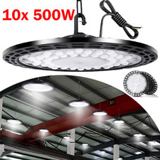 10X 500W LED Hallenbeleuchtung UFO Industrielampe Hochregal Hallenstrahler Lampe