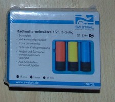 Radmutterneinsätze 1/2" , 3 teilig SW Stahl 07870L Vollkunststoffgekapselt Chrom